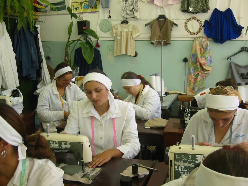 Ready-made clothes work room